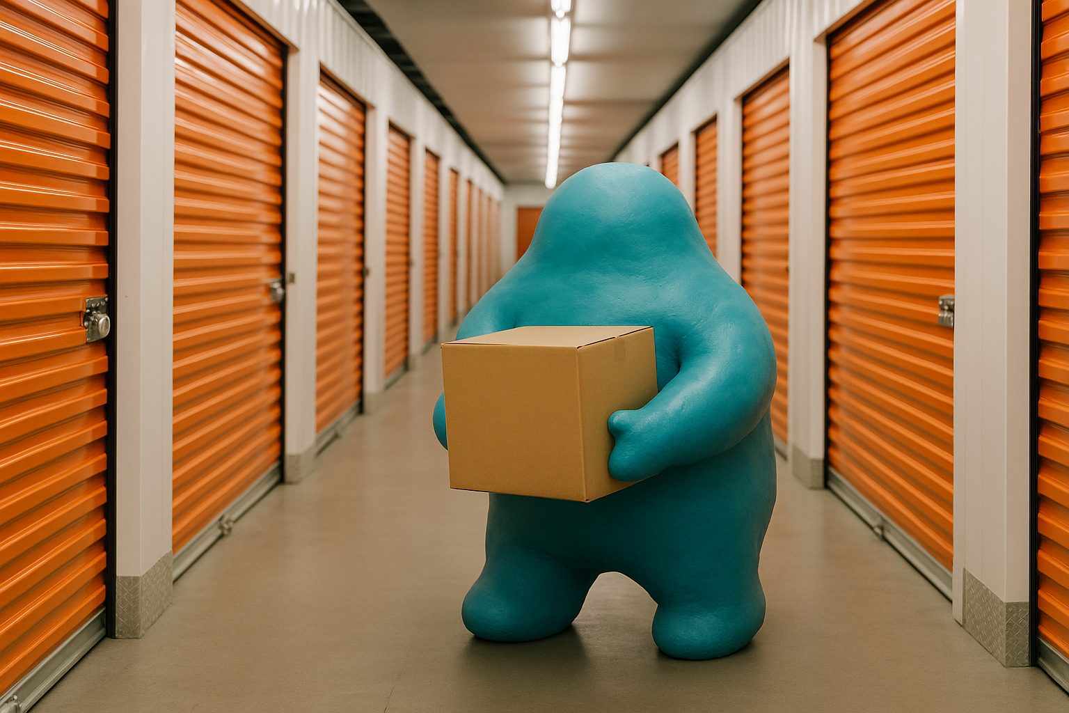 Turquoise Blob in Storage Corridor 